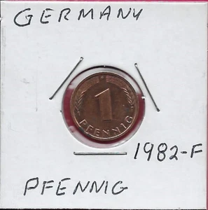 ALEMANIA FEDERAL 1 PFENNIG 1982-F PLÁNTULA DE ROBLE UNC POR ENCIMA DE LA LEYENDA CIRCULAR DATE - Imagen 1 de 2