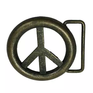 Fibbia per cintura in ottone simbolo segno di pace vintage anni 70 hippy - Foto 1 di 9