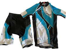 Cawanfly Cycling Jersey and Padded Shorts Set Blue/Black/White Women's XXS NWT