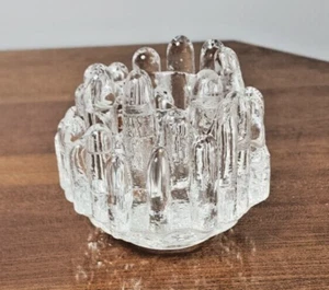 Vtg Warff Kosta Boda Sweden Clear Polar Ice Design Crystal Votive Candle Holder - Picture 1 of 4