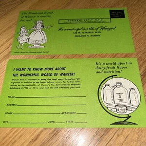 2 - 1960's WANZER MILK CO. Chicago POSTAGE PAID MAIL IN CARDS - New Old Stock - Picture 1 of 7