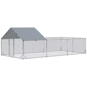 Large Metal Chicken Coop Walk-in Chicken Runs for Yard W/ Cover - Picture 1 of 11