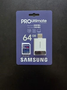 Samsung PRO Ultimate UHS-I SDXC Memory Card W/ USB Card Reader - Picture 1 of 2
