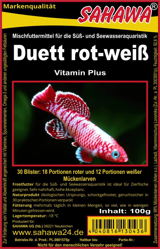 Fischfutter Frostfutter Duett Mückenlarven10x100g Blister für Zierfische - Bild 1 von 1