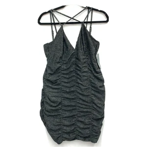 Wild Fable Bodycon Kleid Metallic Glitzer Schwarz Rüschen Ärmellos Träger Large - Bild 1 von 10
