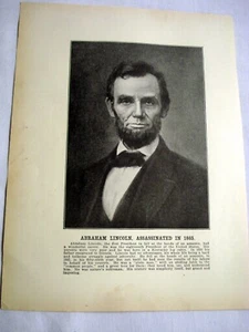 1901 2-seitige illustrierte Seite Abraham Lincoln, 3 Präsidenten ermordet - Bild 1 von 2