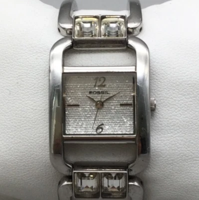 Женские часы Fossil ES-1508 25 мм серебристые блестящий блестящий циферблат новый аккумулятор 6 дюймов - Изображение 1 из 4