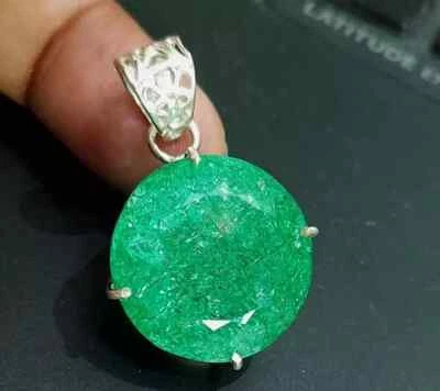 Natürlich 20 Karat Zertifiziert Grün Smaragd Lose Edelstein 925 Massiv Silber - Bild 1 von 4