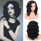 Black Wig Short Bob Synthetic Lace Front Wigs Women Deep Wave Natural Hair Heat