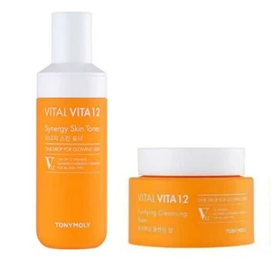 Bundle Lot 2PC New Korean TonyMoly Vital Vita 12 Cleansing Balm + Skin Toner - Picture 1 of 8