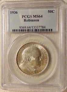 1936 Robinson Commemorative Half Dollar - PCGS MS 64 - Pretty BU Coin - Bild 1 von 4