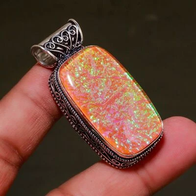 Ciondolo gioiello fatto a mano in argento 925 con pietra preziosa opale... - Immagine 1 di 2