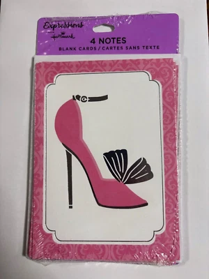 Hallmark 4 tarjetas de notas en blanco rosa y plata zapato de tacón alto 3,5”x5” tarjeta pequeña Foto 1 de 4