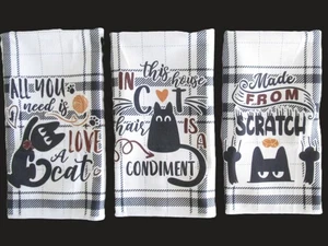 Juego de 3 toallas de cocina de algodón con citas temáticas Cat lovers nuevas - Imagen 1 de 13