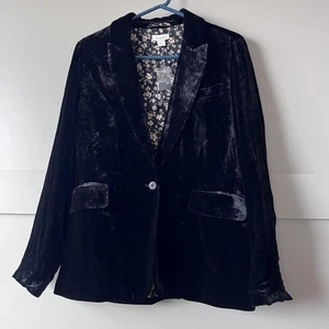 Sundance Monte Rosa Blazer Womens 6 Black Velvet Button Floral Jacket Silk NEW - Picture 1 of 15