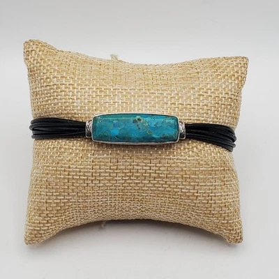 Silpada Sterling silver 6.5"-7.5" True Colors  Turquoise Leather Bracelet B3326 - Image 1 of 4