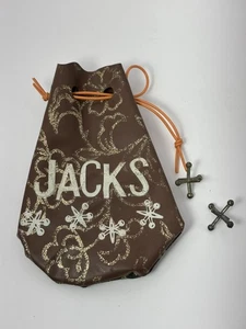Vintage 1960s Metal Jacks Game 2 Metal Jax 1 Vinyl Drawstring Bag 5” - Picture 1 of 5