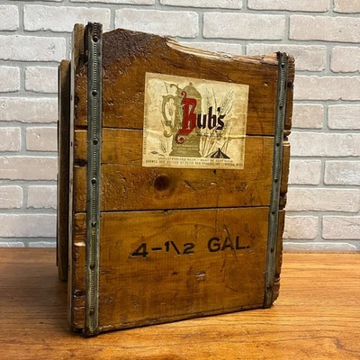 Vintage BUBS BEER Winona MN Picnic Crate Wooden Case for Half Gallon Bottles - Image 1 of 4