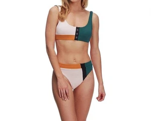 Seafolly Color Block Multi Hi-Rise Bikini Bottom Size 10 - Picture 1 of 4
