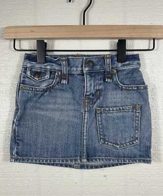 Y2K Label Ralph Lauren Girls Denim Skirt Size 4/4T Front Pocket Design Back Flap - Image 1 of 4