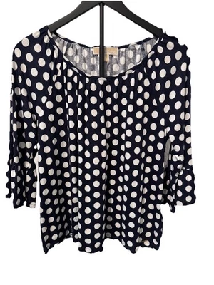 Michael Kors Polka Dot Blouse Size Medium Bell Sleeves Pullover - Image 1 of 4