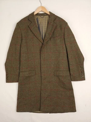 Samuel Windsor Overcoat Mens 40" Brown British Tweed Wool Check Country Heritage - Image 1 of 4