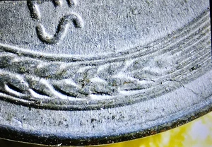 1943 P Steel Wheat Cent Retained Cud Die Break REV Mint Error AU Penny Type Coin - Bild 1 von 8