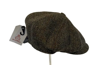 Chapéu boné liso marrom oliva Jaxon & James Harris Tweed Northbay novo com etiquetas tamanho XL - Imagem 1 de 4