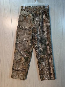 Carhartt Camouflage Pants Boys Size 14 Straight Leg Realtree Hunting Camo - Picture 1 of 9