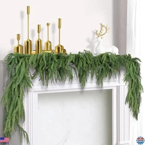 2 Pcs 6FT Real Touch Norfolk Pine Garland for Christmas Table Wall Decor - Picture 1 of 7