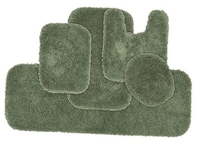  Juego de 5 piezas Serendipity Deep Fern verde (alfombra de contorno, 5 alfombras de baño) peludo  Foto 1 de 4