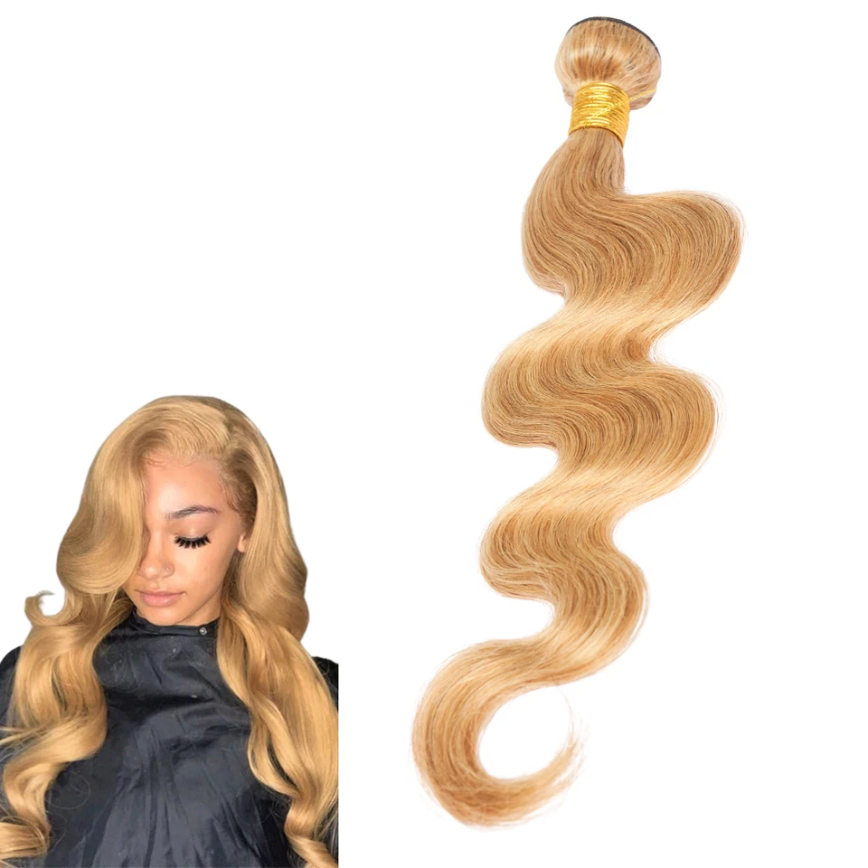 Extensiones de cabello ondas corporales paquetes de cabello humano rubio miel brasileño Remy 15A 27 Foto 1 de 4