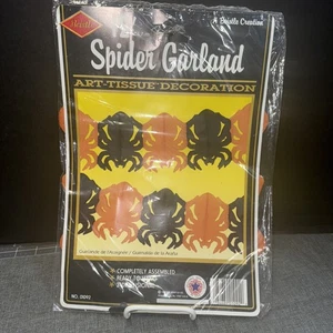 Vintage Sealed Beistle Halloween Spider Garland - 12 Feet - New in Package NOS - Picture 1 of 2