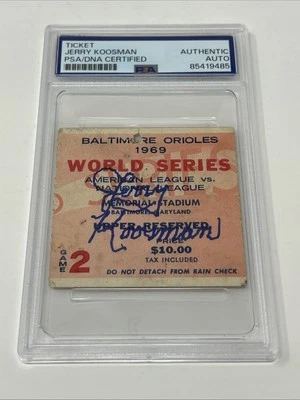 КРАСОТА Джерри Кузман ПОДПИСАННЫЙ 1969 МИРОВАЯ СЕРИЯ ИГРА 2 БИЛЕТА Заглушка PSA ДНК ПЛИТКА - Изображение 1 из 4