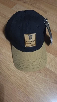 Nuevo Guinness Premium Negro Y Camel Con Parche De Cuero Gorra Sombrero Foto 1 de 4