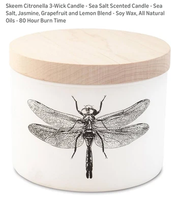 New! Genuine SKEEM Citronella 3-Wick Soy Wax Candle Sea Salt Scented 80 Hours - Image 1 of 3