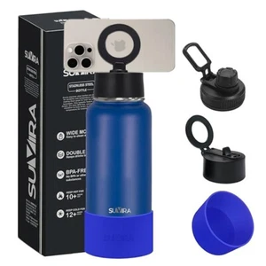 Suvira Stainless Steel Insulated Water Bottle 32 Oz –Magnetic Lid, Mag Safe - Picture 1 of 21