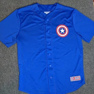 Official Marvel Captain America Blue Baseball Jersey #41 Men's Size LG-42/44 - Picture 1 of 9