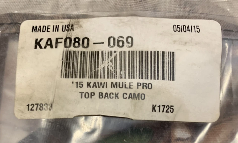 Original Kawasaki 2015-2020 Mule Pro techo blando y espalda - camuflaje, KAF080-069  Foto 1 de 2