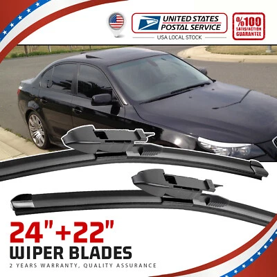 Set of 24"+22" Front Windshield Wiper Blades Replacement For BMW M5 2006-2010 Foto 1 de 4