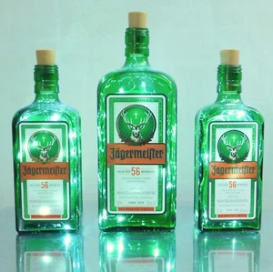 Set Of 3 Jagermeister Bottle Lamps - Battery Cool White LED Fairy Night Lights - Picture 1 of 9