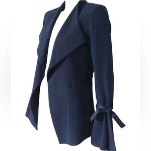Willi Smith Navy Blue Minimalist Bell Sleeve Blazer Jacket - Picture 1 of 6
