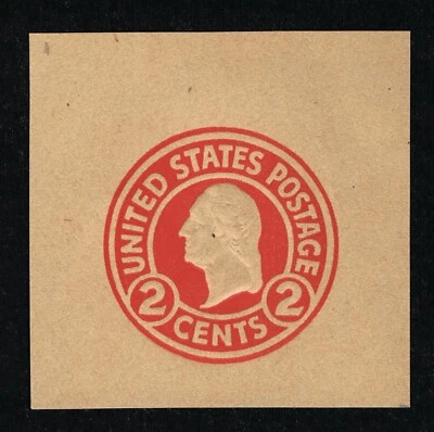GENUINE SCOTT #W435 MINT 1920 CARMINE ON BROWN (UNGLAZED) DIE-1 WRAPPER CUT SQ. - Image 1 of 2