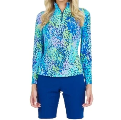 NWT IBKUL Golf Tennis 1/4 Zip Pullover Shirt S M Printed Longsleeve O1 - Image 1 of 4