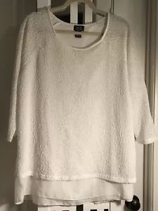 Shannon Ford New York weißer Pullover Split Back Top Gr. 1x - Bild 1 von 3