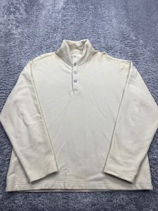 Aigle Sweater Men XL Beige Fleece Mock Neck Henley Pullover Sweatshirt - Picture 1 of 8