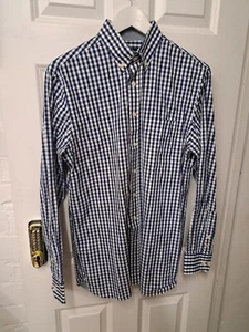 Hackett Shirt Blue White Check Shirt Medium Gingham Long Sleeve London - Picture 1 of 10