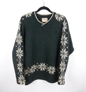 VTG Birch Creek Clothing Company Wool Blend Green Snowflake Sweater USA Sz M - Picture 1 of 5