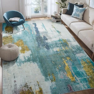 Kelarea 6x9 Area Rug for Living Room Blue Washable Rugs Abstract Non Slip Neu... - Picture 1 of 7