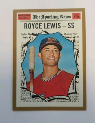 2019 Topps Heritage Minor League Gold Parallel Royce Lewis 14/15 Sporting News - Image 1 of 2